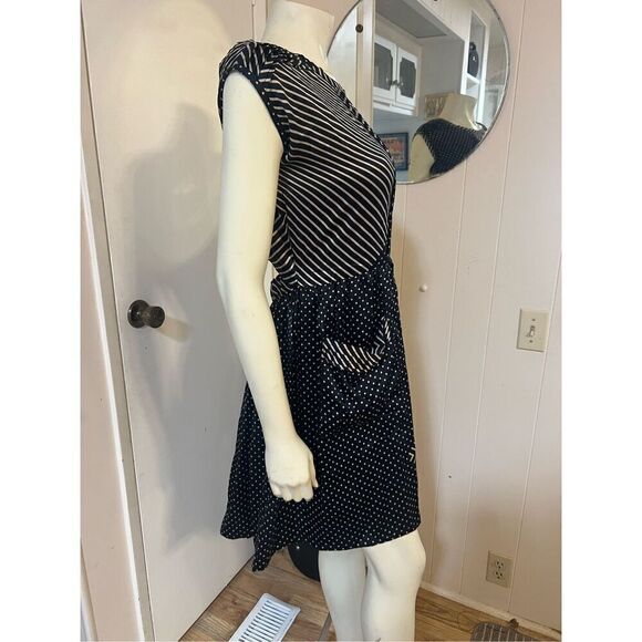 Opening Ceremony 100% Silk Black & White Tie Back Mixed Pattern Dress M - Picture 4 of 6